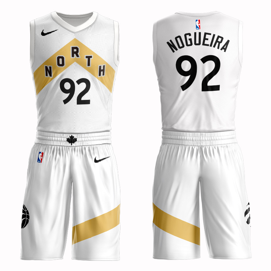 Customized 2019 Men Toronto Raptors 92 Nogueira white NBA Nike jersey